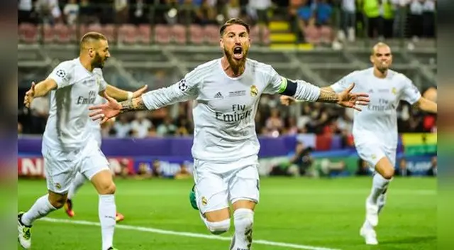 Sergio Ramos celebra su gol al Atlético de Madrid. Sergio Ramos celebra su gol al Atlético de Madrid.
