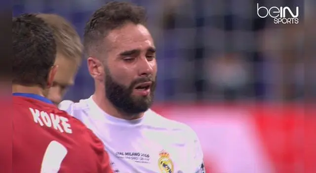 Dani Carvajal se retira entre lágrimas de la final de la Champions League. Dani Carvajal se retira entre lágrimas de la final de la Champions League.