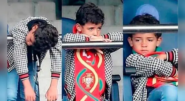 El hijo de Cristiano Ronaldo aburrido durante el Portugal-Croacia. El hijo de Cristiano Ronaldo aburrido durante el Portugal-Croacia.