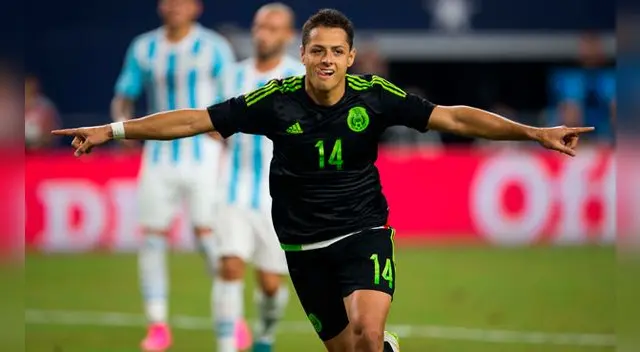Chicharito Hernández celebra un gol con México ante Argentina. Chicharito Hernández celebra un gol con México ante Argentina.