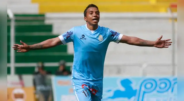 Joao Villamarín celebra su gol a Juan Aurich. Joao Villamarín celebra su gol a Juan Aurich.