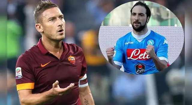 Totti sobre fichaje de Higuaín: "Es un desastre que haya cambiado el Napoli por la Juve". Totti sobre fichaje de Higuaín: "Es un desastre que haya cambiado el Napoli por la Juve".