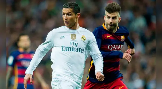 Cristiano Ronaldo y Gerard Piqué durante un Clásico en 2015. Cristiano Ronaldo y Gerard Piqué durante un Clásico en 2015.
