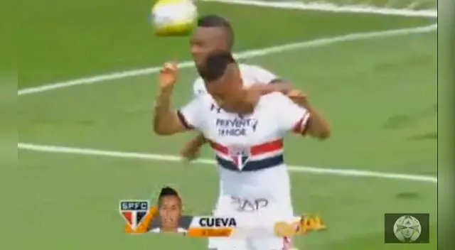 Christian Cueva celebra su gol en Sao Paulo. Christian Cueva celebra su gol en Sao Paulo.