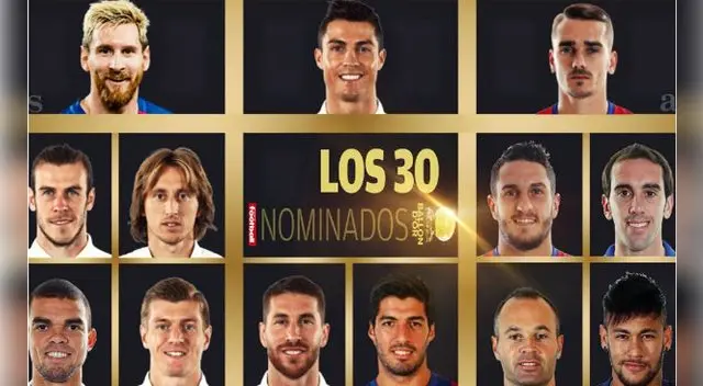 Cristiano Ronaldo, Lionel Messi, Luis Suárez y Neymar son los candidatos al Balón de Oro Cristiano Ronaldo, Lionel Messi, Luis Suárez y Neymar son los candidatos al Balón de Oro