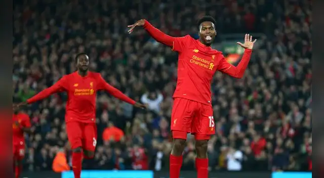 Liverpool vs. Tottenham: Daniel Sturridge celebra su segundo gol Liverpool vs. Tottenham: Daniel Sturridge celebra su segundo gol
