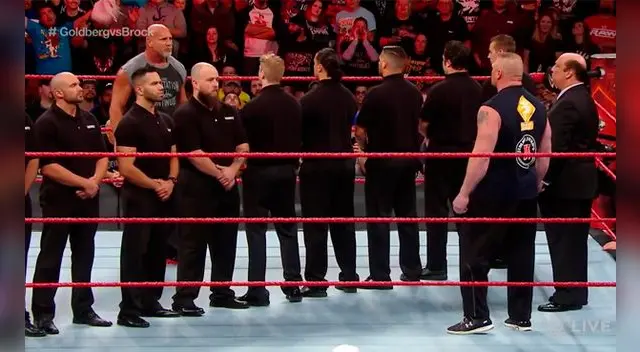 Goldberg y Brock Lesnar en Monday Night Raw.