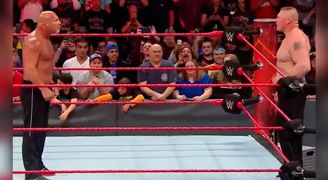 Goldberg y Brock Lesnar en Monday Night Raw.