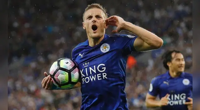 Jamie Vardy celebra uno de sus goles con Leicester City esta temporada. Jamie Vardy celebra uno de sus goles con Leicester City esta temporada.
