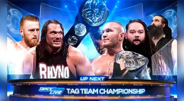 En SmackDown Live, Randy Orton y Bray Wyatt vs. Heath Slater y Rhyno por el campeonato en parejas 