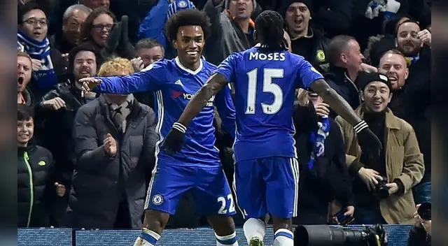 Chelsea vs. Stoke City: brasileño celebra su primer tanto tras gran jugada de Moses