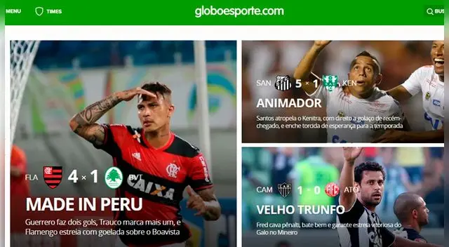 Globoesporte puso en portada principal a Paolo Guerrero con la frase "MADE IN PERÚ" por la perfecta actuación de Miguel Trauco y el 'Depredador'.
