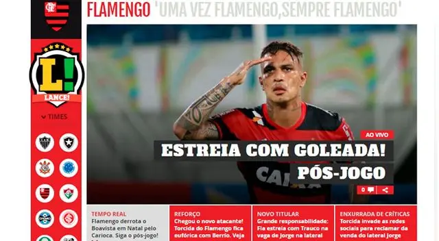 Lance destacó que los peruanos 'Paolo Guerrero y Miguel Trauco' se robaron el show en el estreno de Flamengo en el torneo Carioca. 