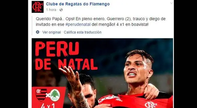 La página oficial de facebook de Flamengo le dedicó una nota especial a la dupla peruana conformada por Paolo Guerrero y Miguel Trauco. 