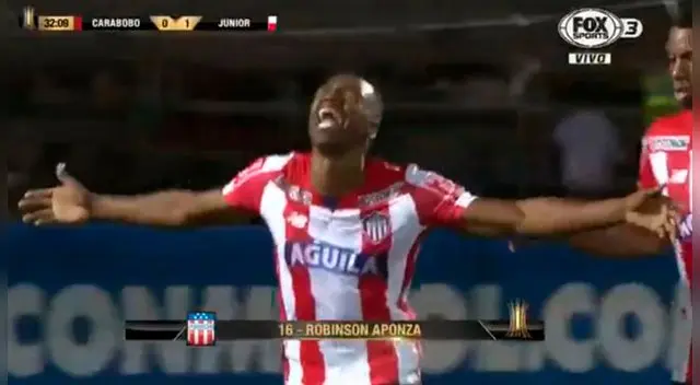 Robinson Aponzá metió un golazo con el Junior en la Copa Libertadores. Robinson Aponzá metió un golazo con el Junior en la Copa Libertadores.