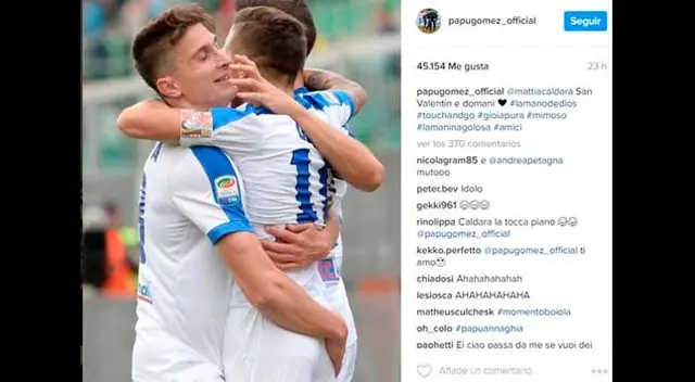 Papu Gomez y su peculiar saludo por el día de San Valentín 