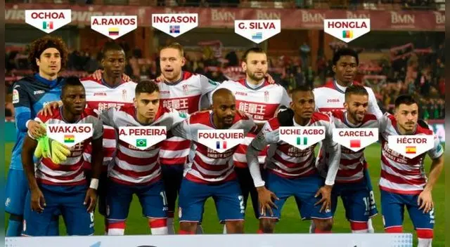 El once presentado por el Granada ante el Betis.