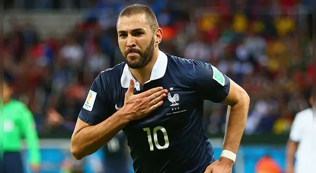 Karim Benzema celebra un gol con Francia en el Mundial 2014. Karim Benzema celebra un gol con Francia en el Mundial 2014.