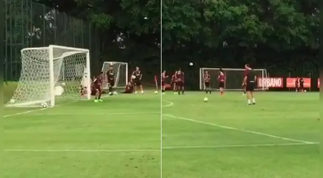 Christian Cueva y su faceta como arquero en los entrenamientos del Sao Paulo. Christian Cueva y su faceta como arquero en los entrenamientos del Sao Paulo.