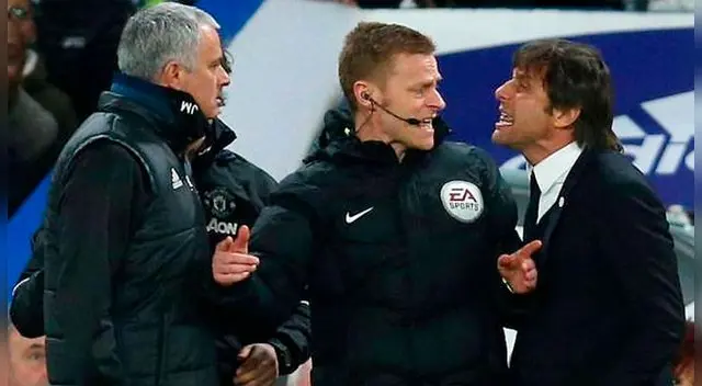 José Mourinho y Antonio Conte casi se van a las manos durante el Chelsea vs. Manchester United. José Mourinho y Antonio Conte casi se van a las manos durante el Chelsea vs. Manchester United.