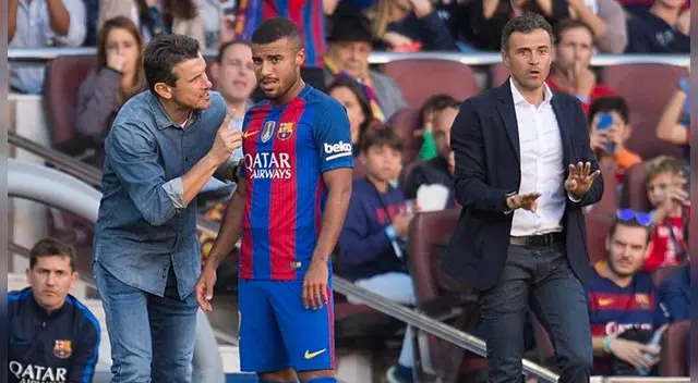 Rafinha y Luis Enrique durante un partido del Barcelona. Rafinha y Luis Enrique durante un partido del Barcelona.