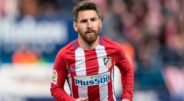Lionel Messi posando con la camiseta del Atlético de Madrid. Fuente: Goal.com Lionel Messi posando con la camiseta del Atlético de Madrid. Fuente: Goal.com