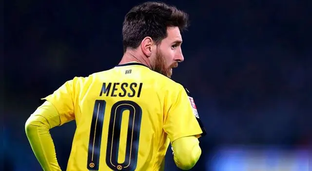 Lionel Messi posando con la camiseta del Borussia Dortmund. Fuente: Goal.com Lionel Messi posando con la camiseta del Borussia Dortmund. Fuente: Goal.com