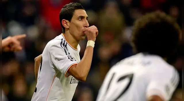 Ángel di María celebra un gol con el Real Madrid. Ángel di María celebra un gol con el Real Madrid.