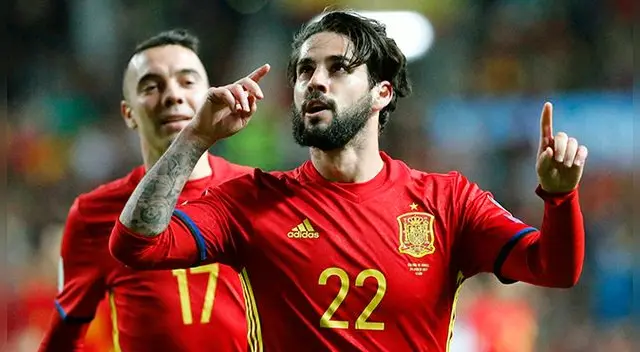 Isco Alarcón celebra su gol a Israel. Isco Alarcón celebra su gol a Israel.