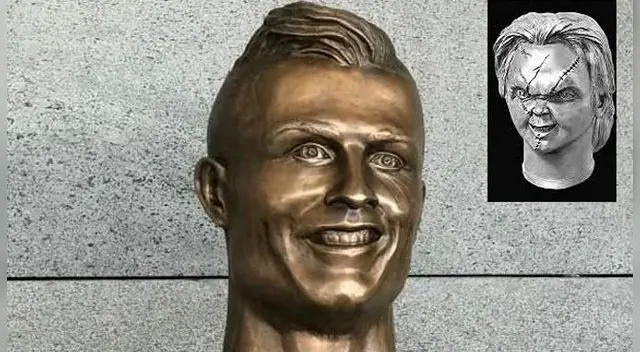 Cristiano Ronaldo fue víctima de "despiados" memes tras develarse un busto suyo en Portugal. Cristiano Ronaldo fue víctima de "despiados" memes tras develarse un busto suyo en Portugal.