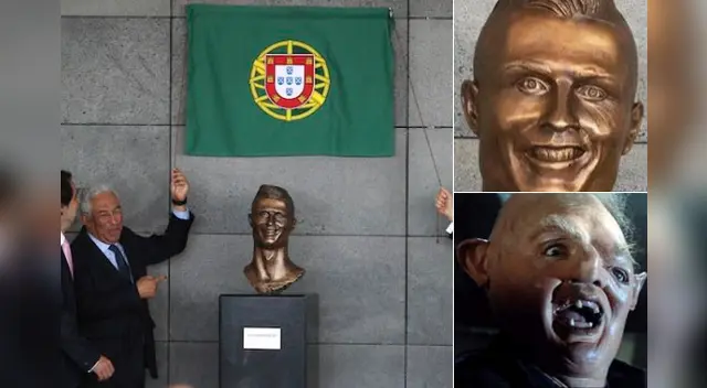 Cristiano Ronaldo fue víctima de "despiados" memes tras develarse un busto suyo en Portugal. Cristiano Ronaldo fue víctima de "despiados" memes tras develarse un busto suyo en Portugal.