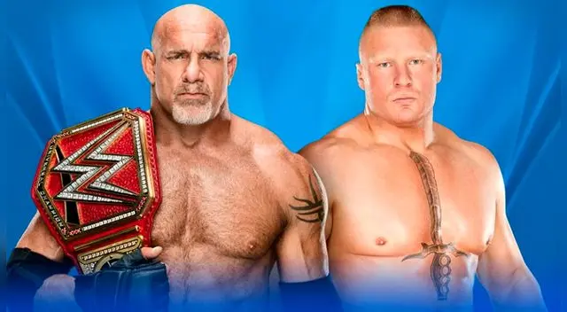 En WWE Wrestlemania 33, Goldberg (c) vs. Brock Lesnar, por el Campeonato Universal. Fuente: WWE