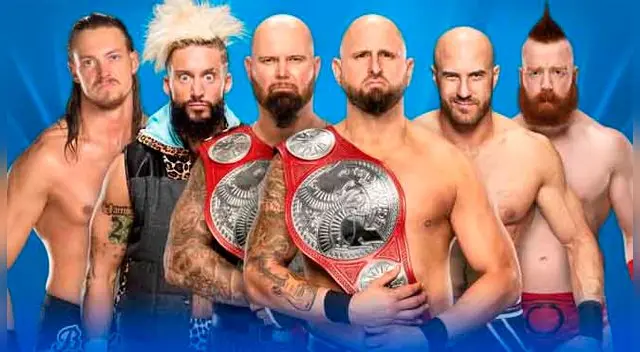 En WWE Wrestlemania 33, Karl Anderson & Luke Gallows vs. Sheamus & Cesaro vs. Enzo Amore & Big Cass, por el Campeonato de parejas de Raw. Fuente: WWE