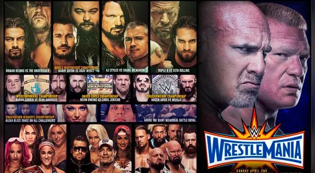 Guía de canales del evento de WWE Wrestlemania 33. Guía de canales del evento de WWE Wrestlemania 33.