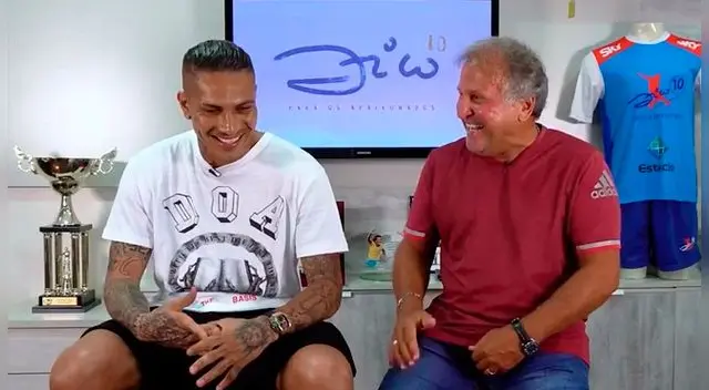 Paolo Guerrero y Zico durante la entrevista.
