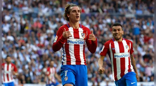 Antoine Griezmann celebra su gol al Real Madrid. Antoine Griezmann celebra su gol al Real Madrid.