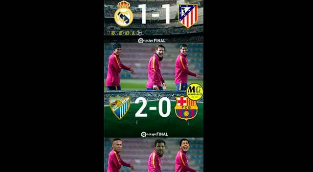 Barcelona cayó 2-0 frente al Málaga por la jornada 31 de la Liga Santander. Fuente: Twitter Barcelona cayó 2-0 frente al Málaga por la jornada 31 de la Liga Santander. Fuente: Twitter