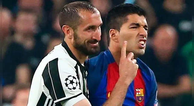 Luis Suárez y Giorgio Chiellini coincidieron en el Barcelona vs. Juventus, por Champions League. Luis Suárez y Giorgio Chiellini coincidieron en el Barcelona vs. Juventus, por Champions League.