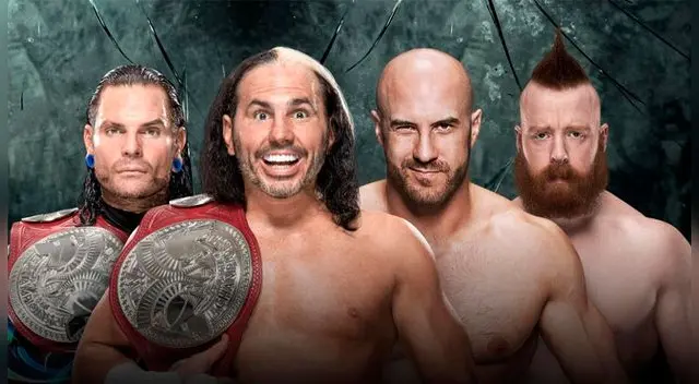 En el WWE Payback 2017, The Hardy Boyz vs. Sheamus & Cesaro por el Campenato en parejas de Raw. Fuente: WWE