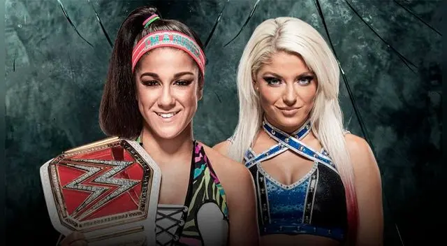 En el WWE Payback 2017, Alexa Bliss vs. Bayley por el Campenato de mujeres de Raw. Fuente: WWE