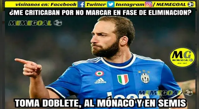 Delirantes memes por doblete de Gonzalo Higuaín en semifinal de Champions League