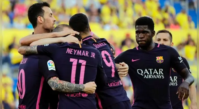 Barcelona ganó 4-1 a Las Palmas en la Liga Santander. Barcelona ganó 4-1 a Las Palmas en la Liga Santander.