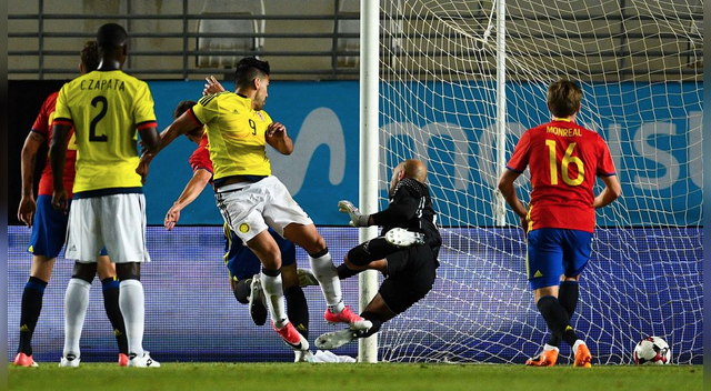 Radamel Falcao le anotó a España y se convirtió en el goleador histórico de Colombia