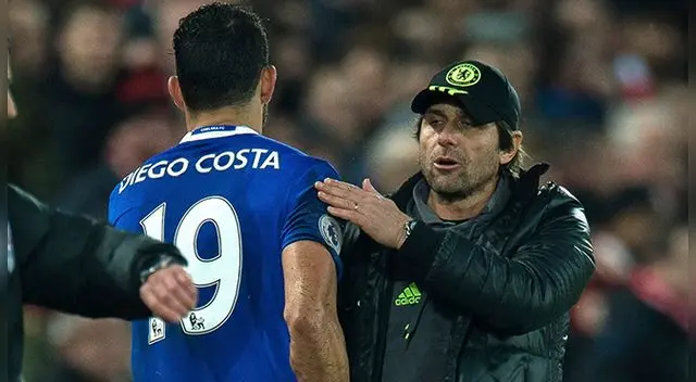Diego Costa y Antonio Conte durante un partido del Chelsea. Diego Costa y Antonio Conte durante un partido del Chelsea.