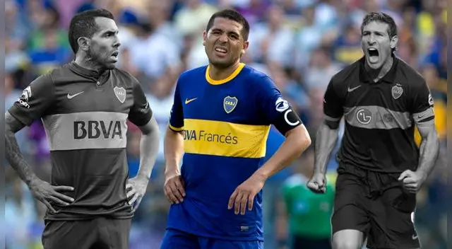 Carlos Tévez, Juan Román Riquelme y Martín Palermo, ídolos de Boca Juniors.