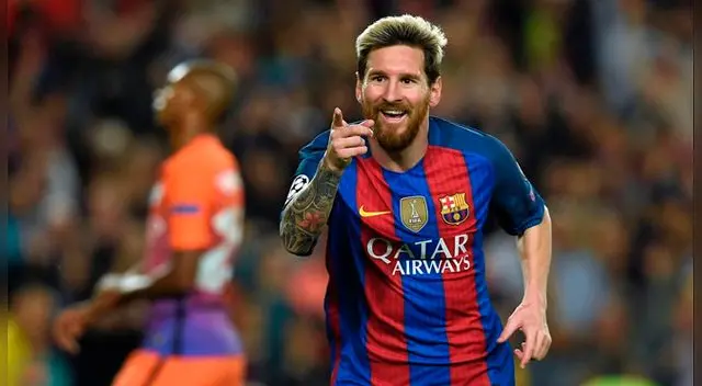 Lionel Messi celebra un gol al Manchester City.