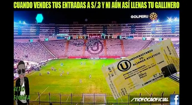 Memes del empate de Universitario por 1-1 ante Alianza Atlético por el Torneo Apertura 2017. Foto: Internet