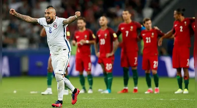 Arturo Vidal celebra el pase a la final de la Copa Confederaciones. Arturo Vidal celebra el pase a la final de la Copa Confederaciones.
