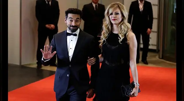 Ezequiel Lavezzi y su pareja.