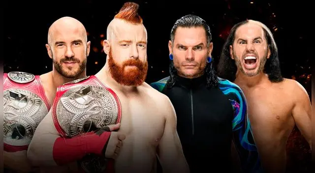 En el WWE Great Balls of Fire, Sheamus & Cesaro vs. The Hardy Boyz por el Campeonato en Parejas de Raw. Fuente: WWE